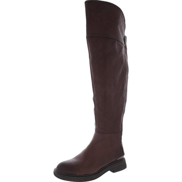 Battina Womens Leather Block Heel Over-The-Knee Boots