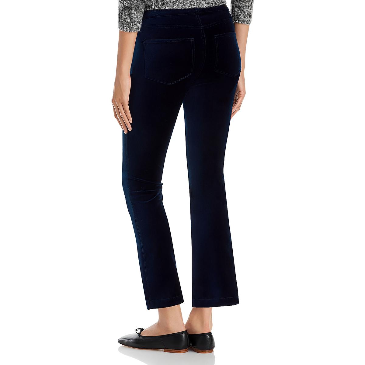 Claudine Womens Velvet Stretch Flared Pants