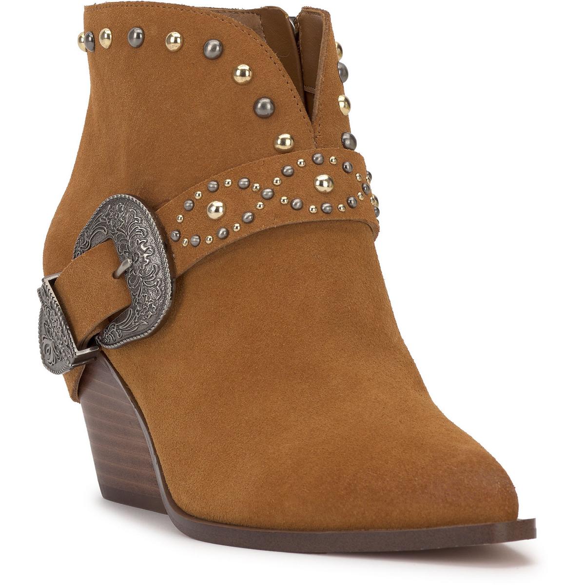 Pivvy Womens Suede Studded Cowboy, Western Boots