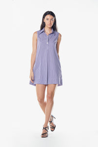 Italian Cotton Sleeveless Dress in Purple2