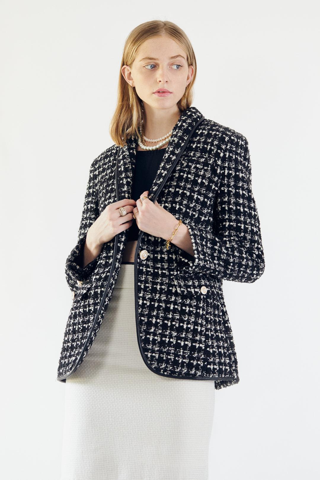 Black & White Tweed Checkers Jacket2