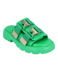 Bottega Veneta Flash Sandals in Green Lambskin1