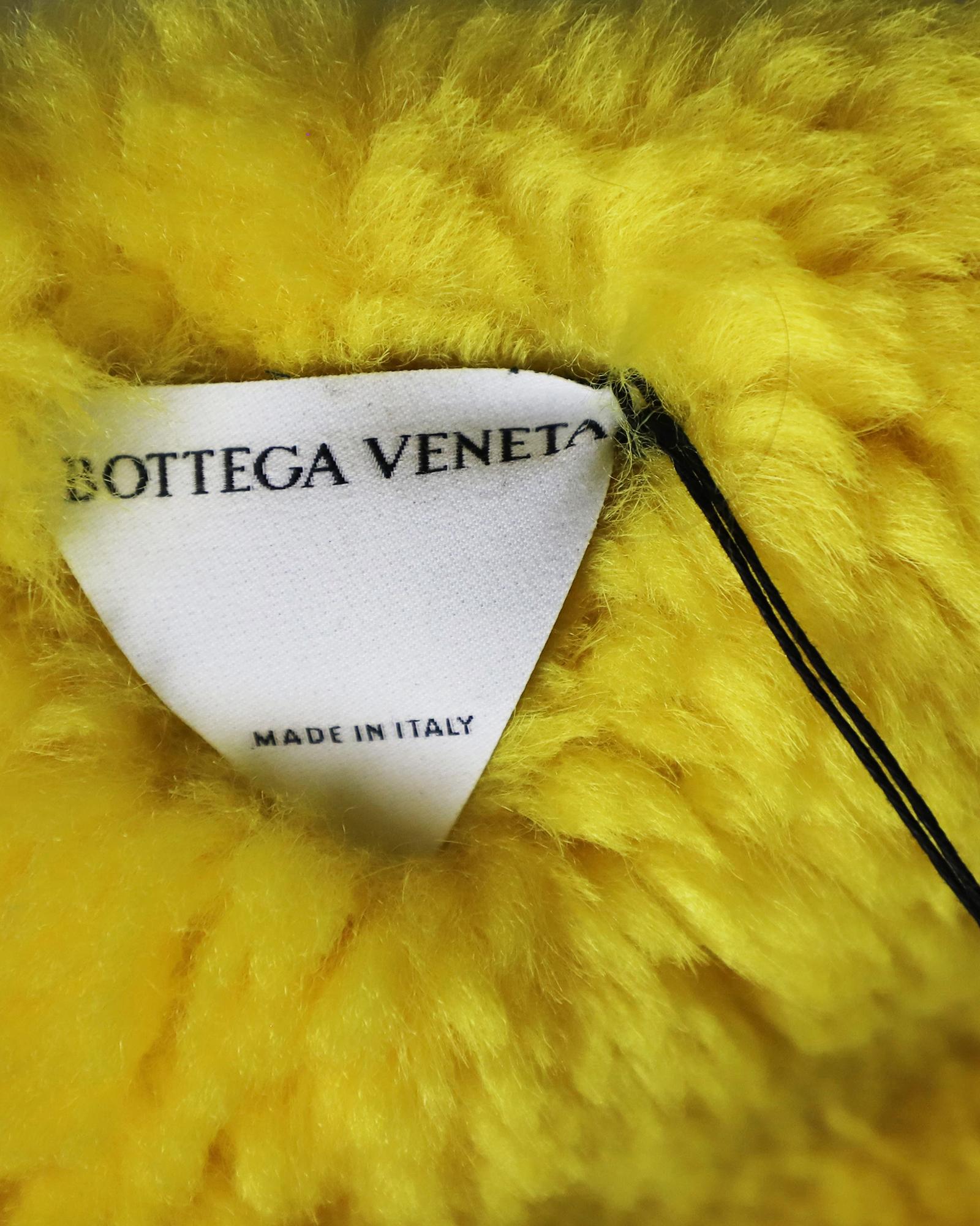 Bottega Veneta Shearling Scarf with Leather Trim and Pockets