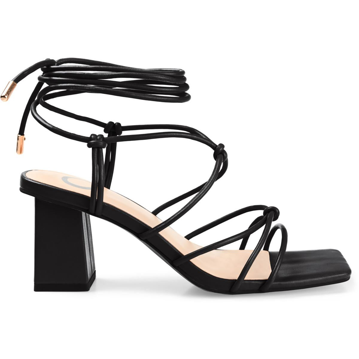 HARPR Womens Square Toe Strappy Block Heels