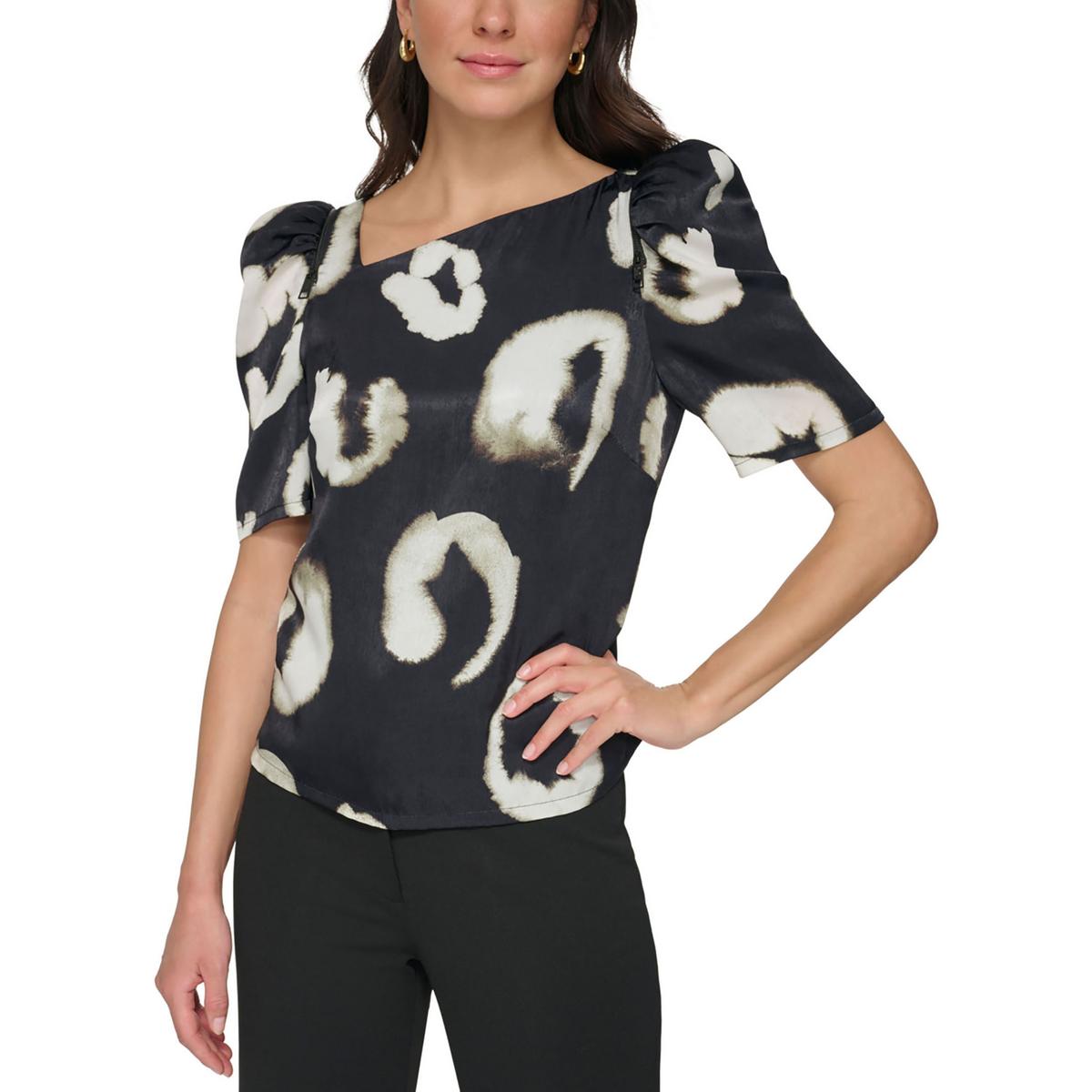 Womens Printed Puff Sleeve Blouse