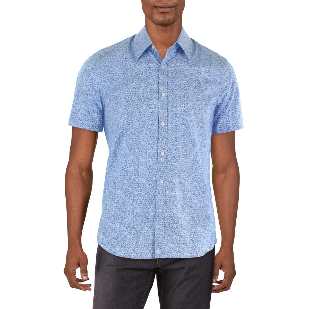 Mens Printed Cotton Button-Down Shirt