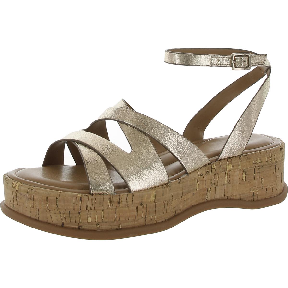 Riley Womens Faux Leather Metallic Platform Sandals