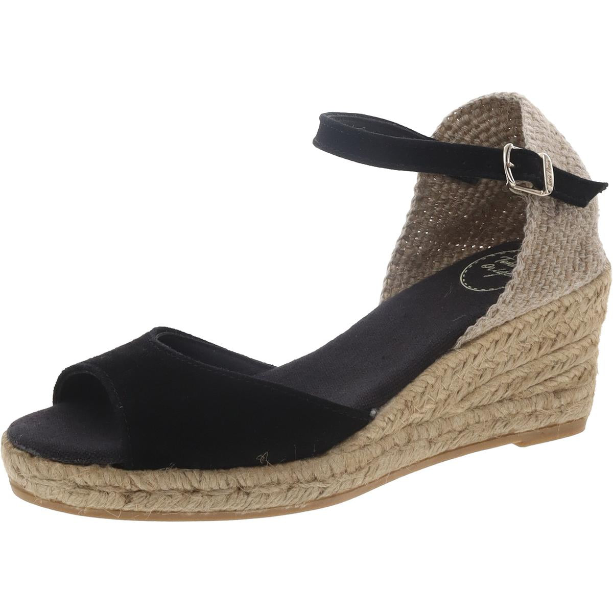 Womens Suede Ankle Strap Wedge Sandals