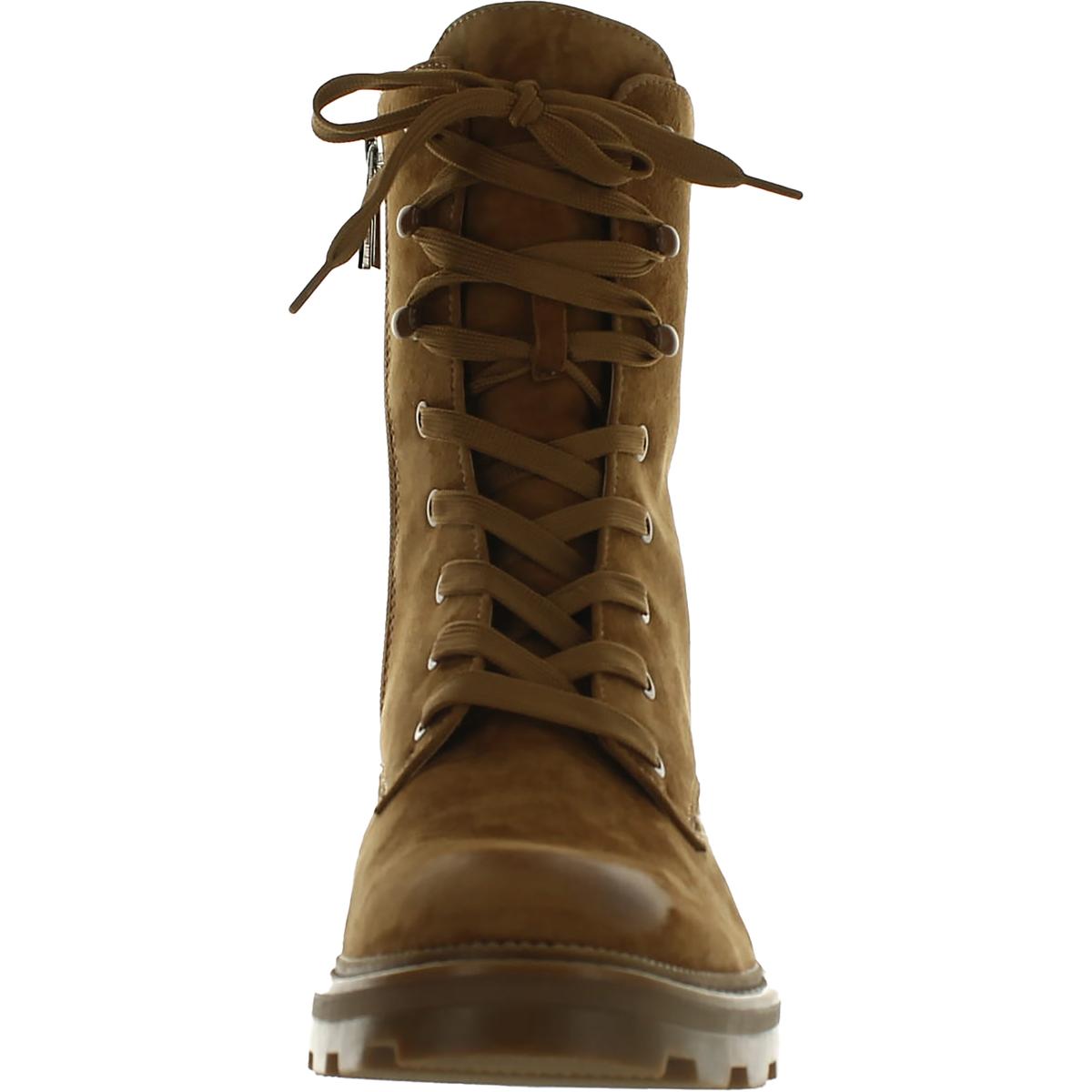 Lottie Womens Zipper Lug Sole Combat & Lace-up Boots