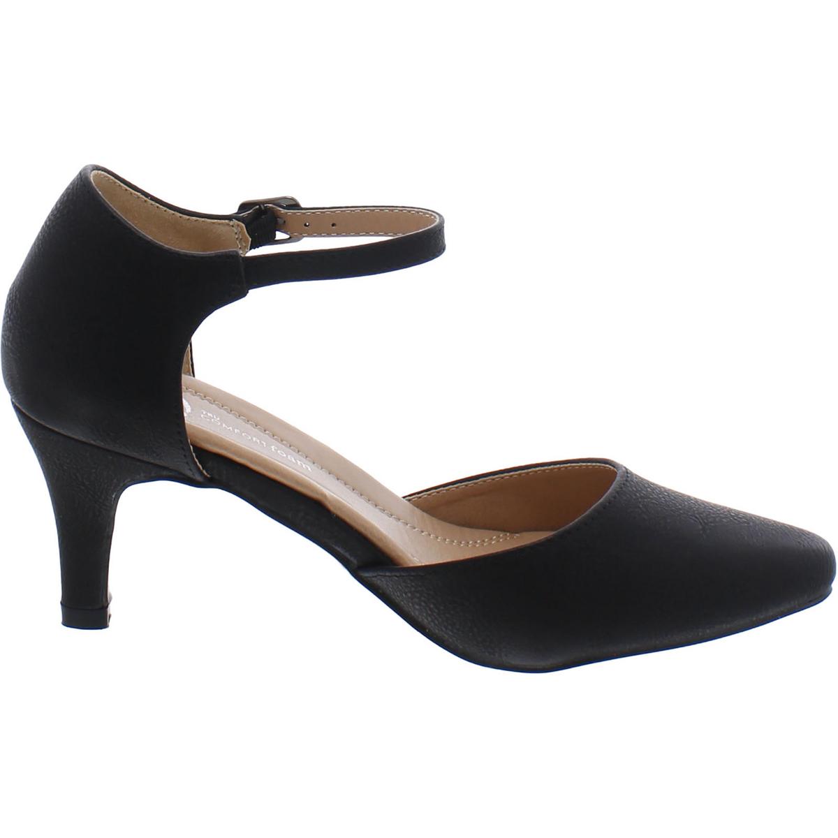 Womens Faux Leather Ankle Strap D'Orsay Heels