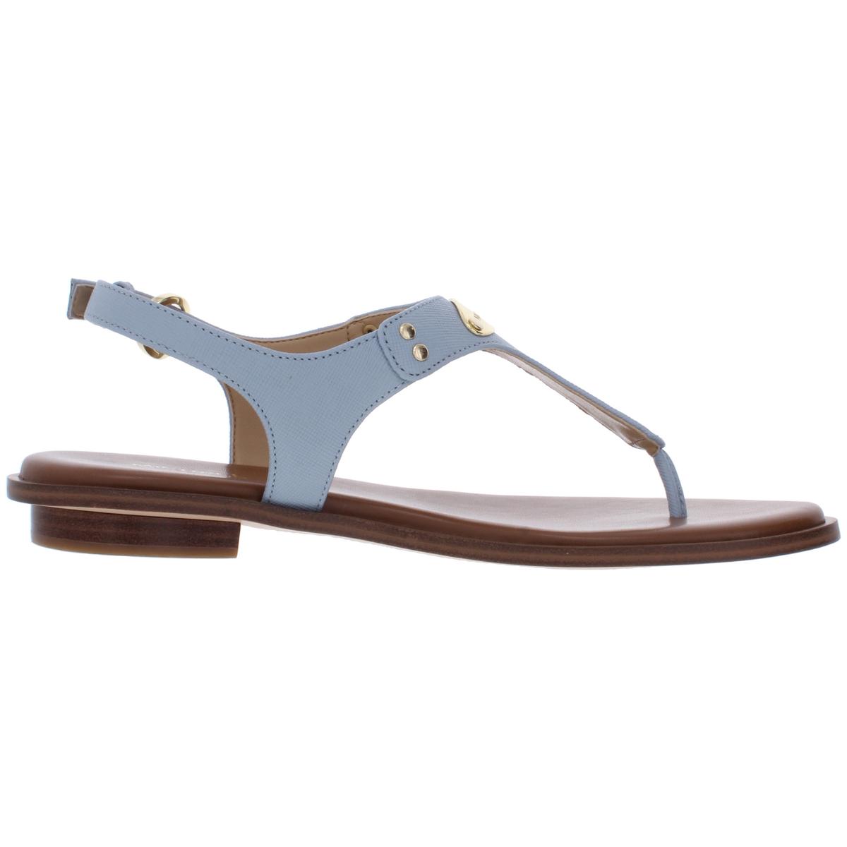 MK Plate Womens Textured T-Strap Thong Sandals