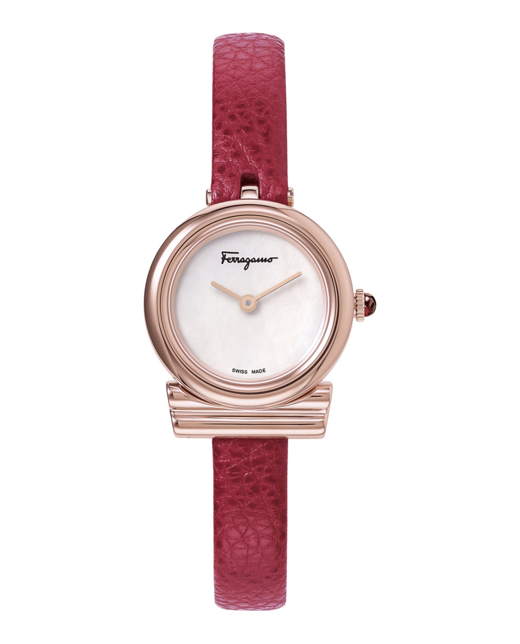 Ferragamo Womens Gancini Rosegold 22mm Strap Fashion Watch