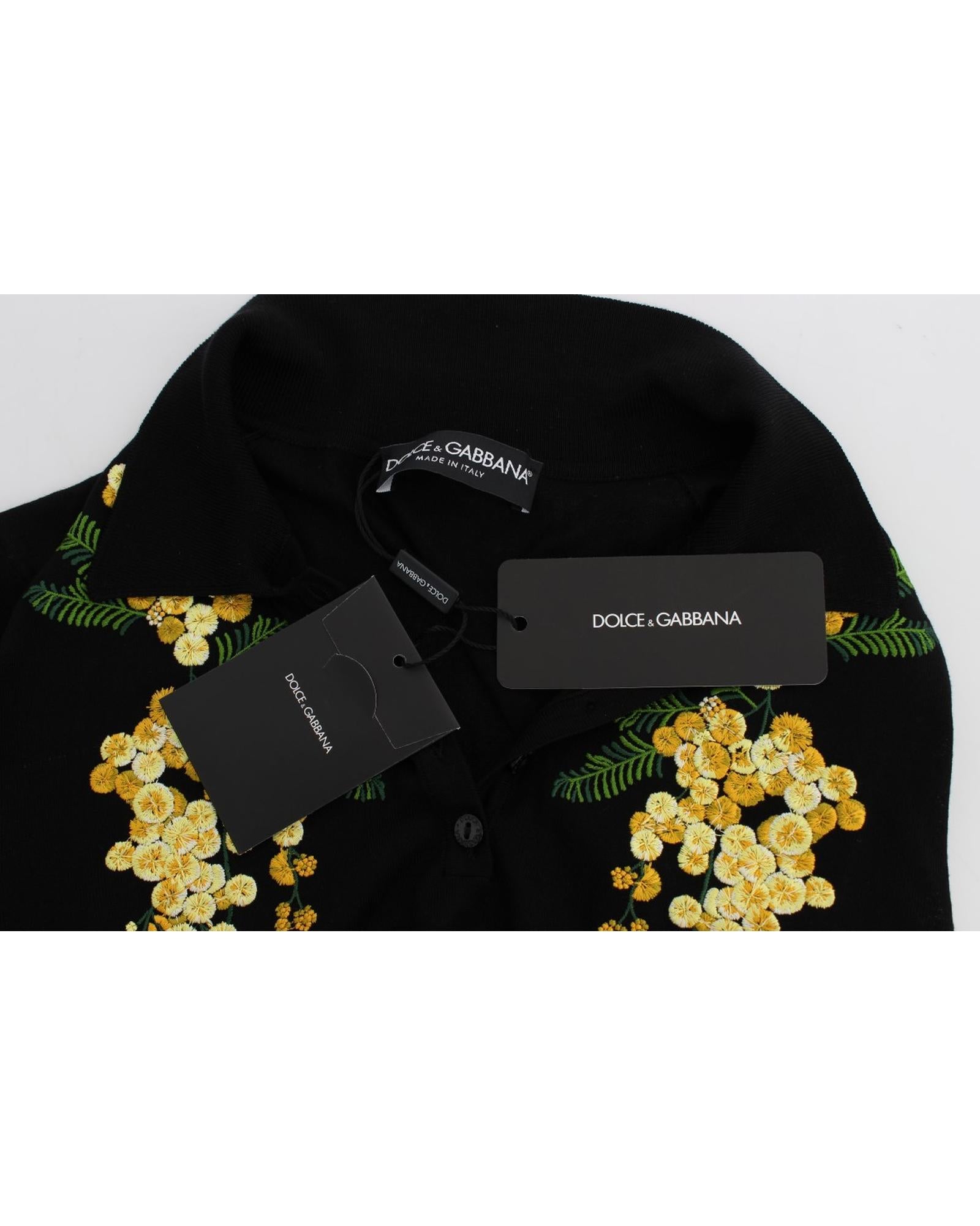 Dolce & Gabbana  Mimosa Embroidery Polo Shirt - Black