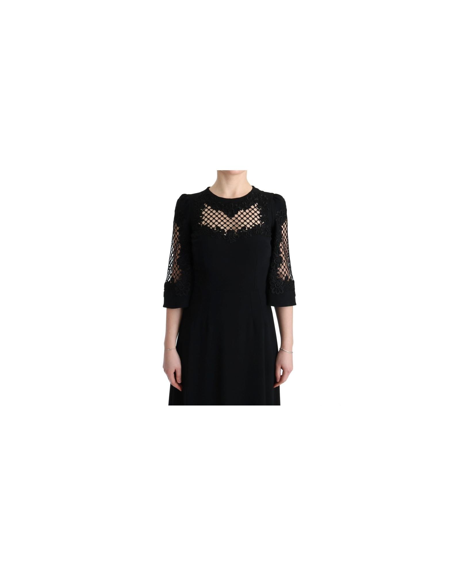 Dolce & Gabbana  Lace Trimmed Black Midi Dress