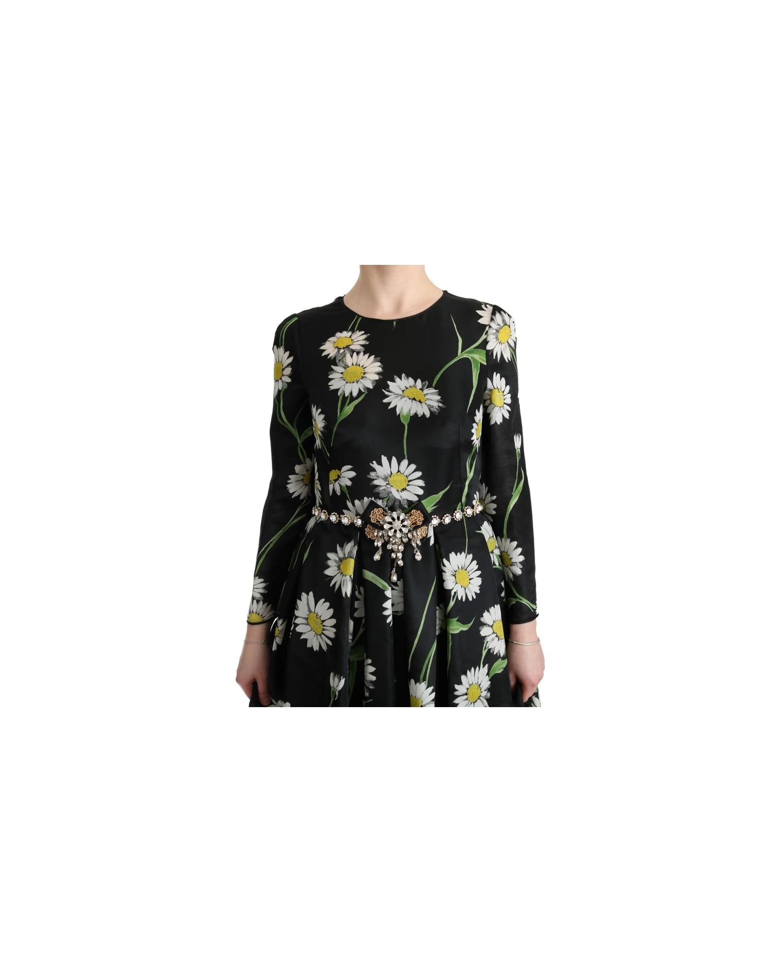 Dolce & Gabbana  Floral Print Silk Dress - Black