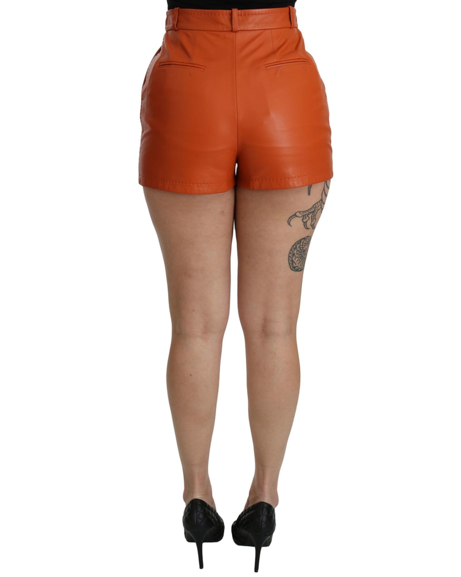 Dolce & Gabbana  Women's Orange Leather Shorts