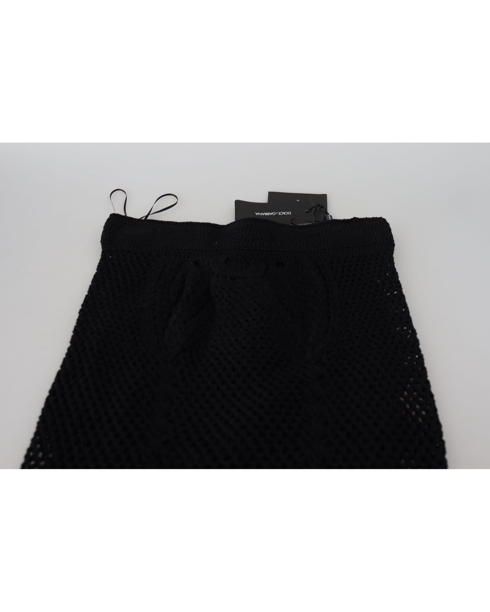 Dolce & Gabbana  Black Crochet Maxi Skirt