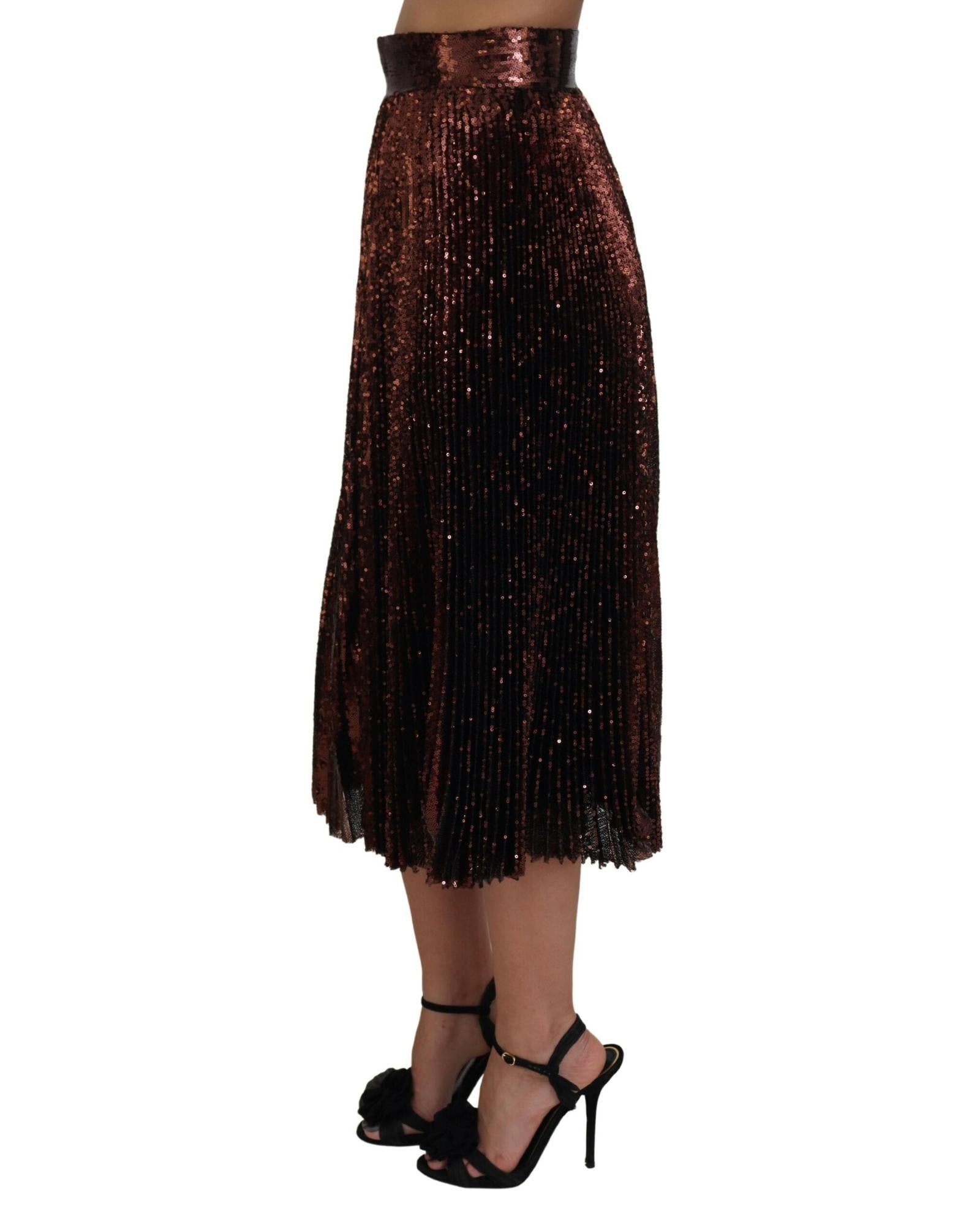 Dolce & Gabbana  Women's Bronze Sequined Pleated Skirt