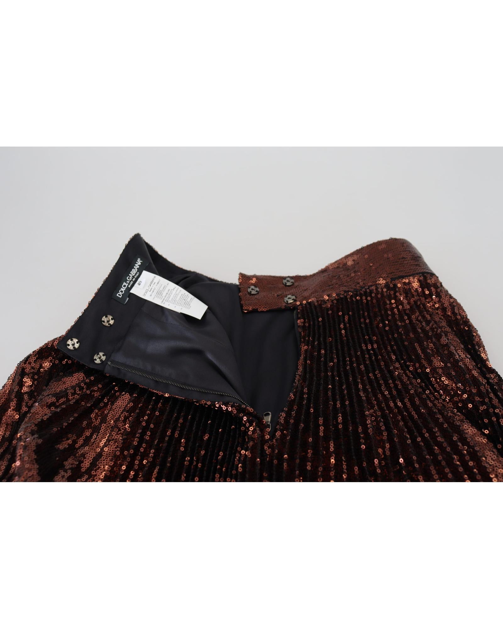 Dolce & Gabbana  Women's Bronze Sequined Pleated Skirt