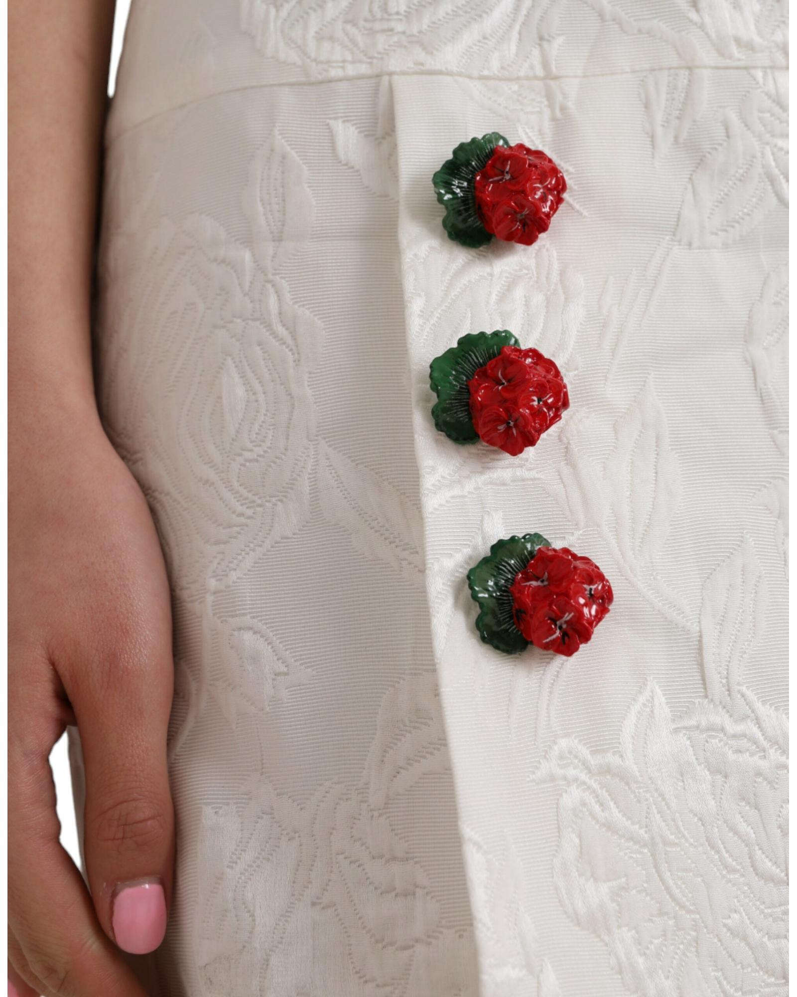 Dolce & Gabbana  Women's Strawberry Print A-Line Skirt - White