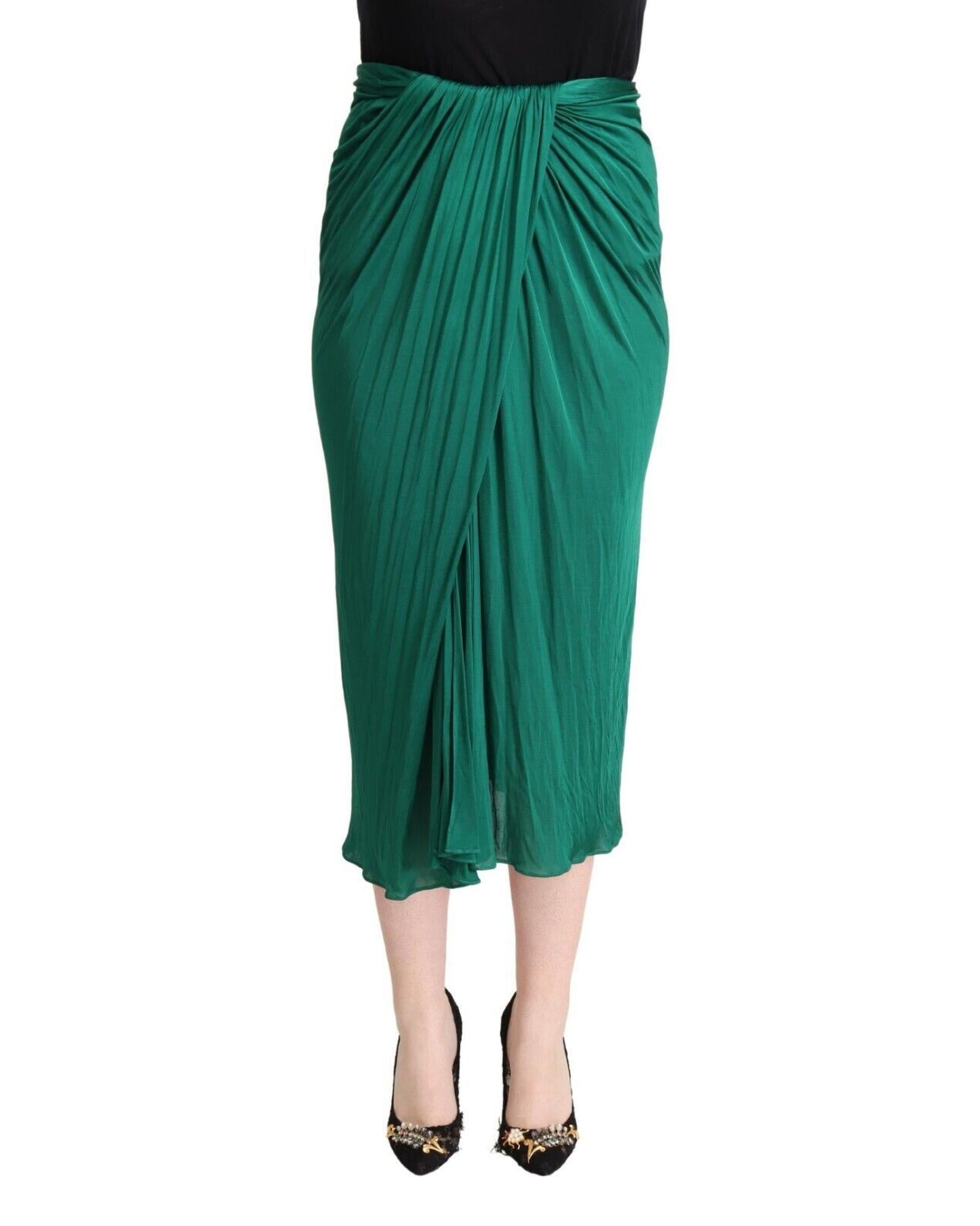 Dolce & Gabbana  Women's Emerald Green Silk Wrap Skirt