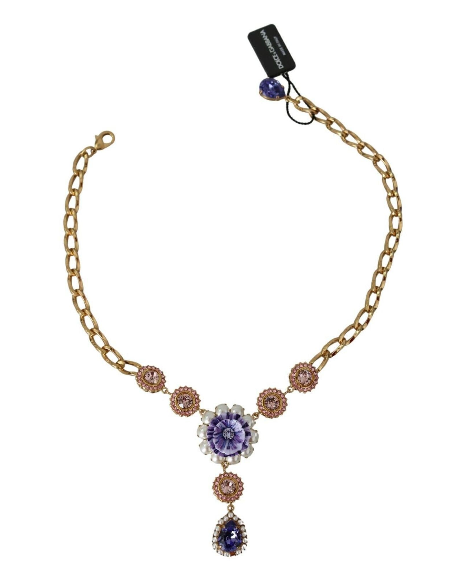 Dolce & Gabbana  Gold-Tone Flower Pendant Necklace