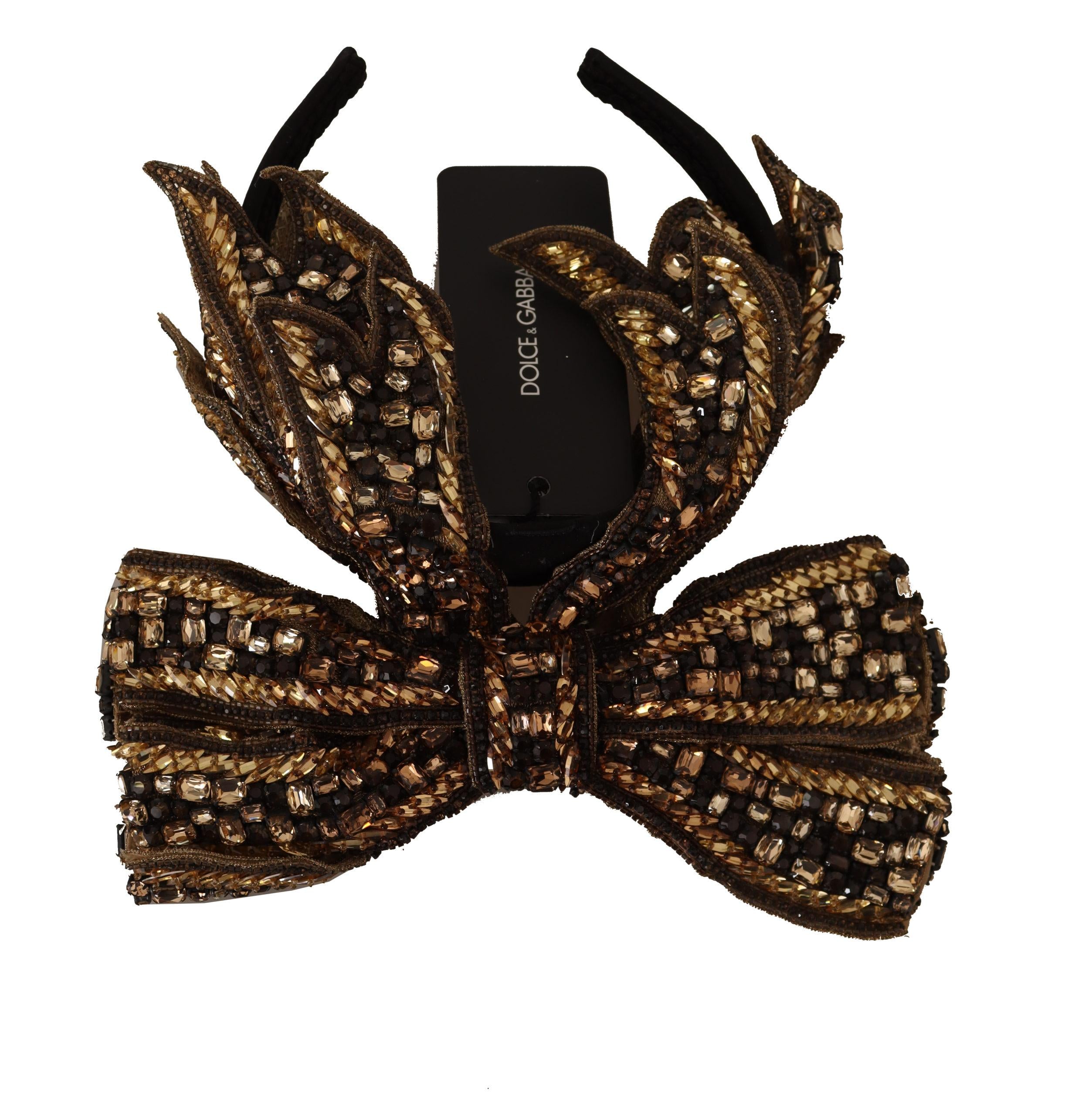 Dolce & Gabbana  Gold Embellished Bow Hairband