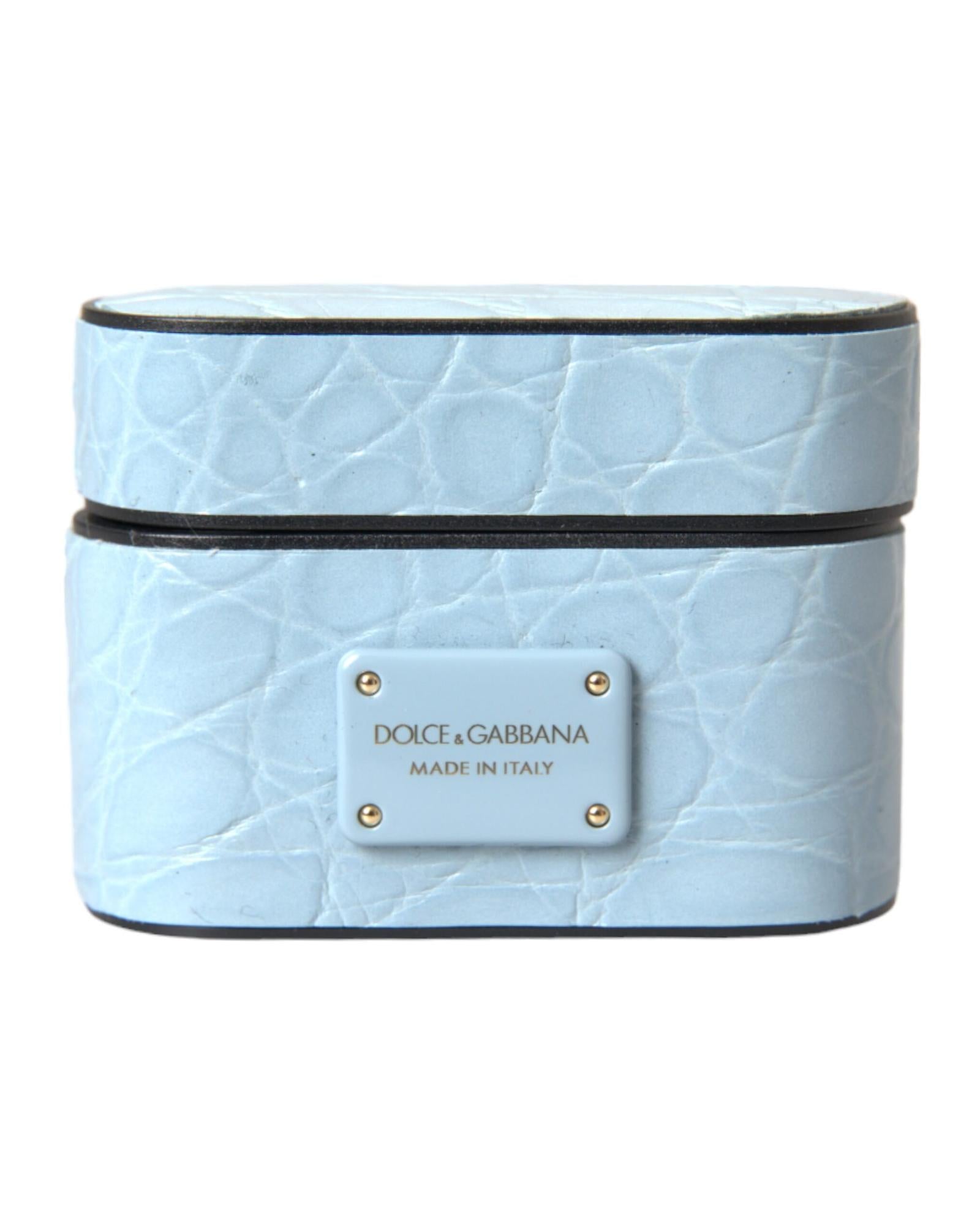 Dolce & Gabbana  Crocodile Embossed Leather AirPods Case - Blue