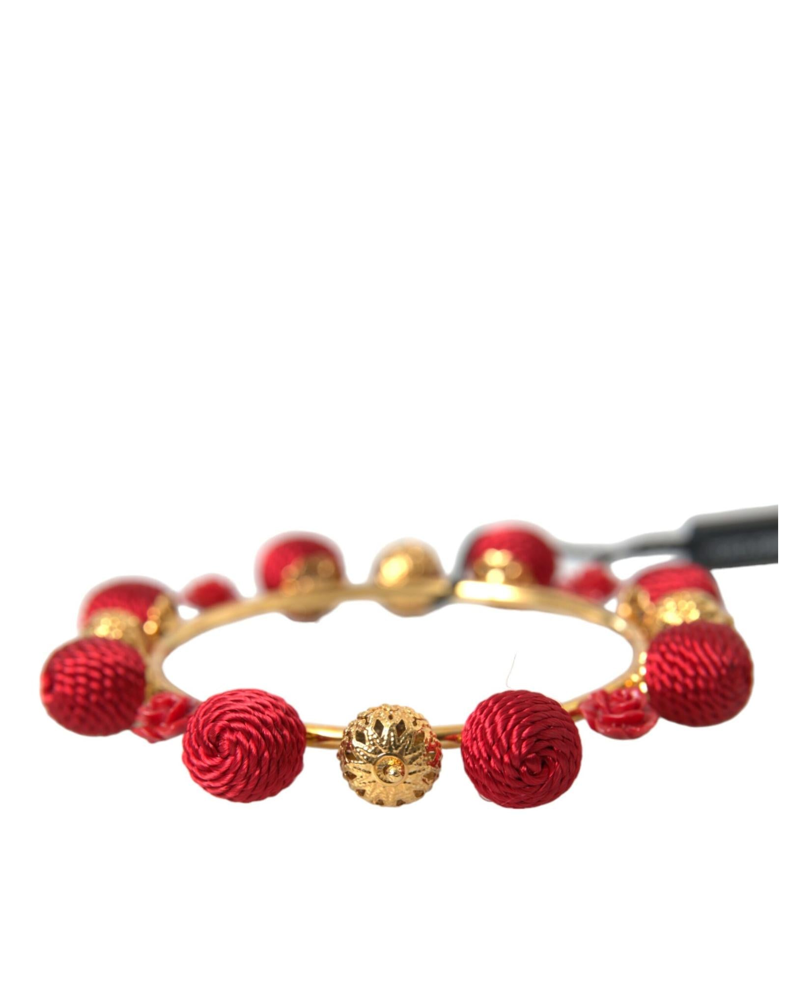 Dolce & Gabbana  Silk and Gold Bangle Red