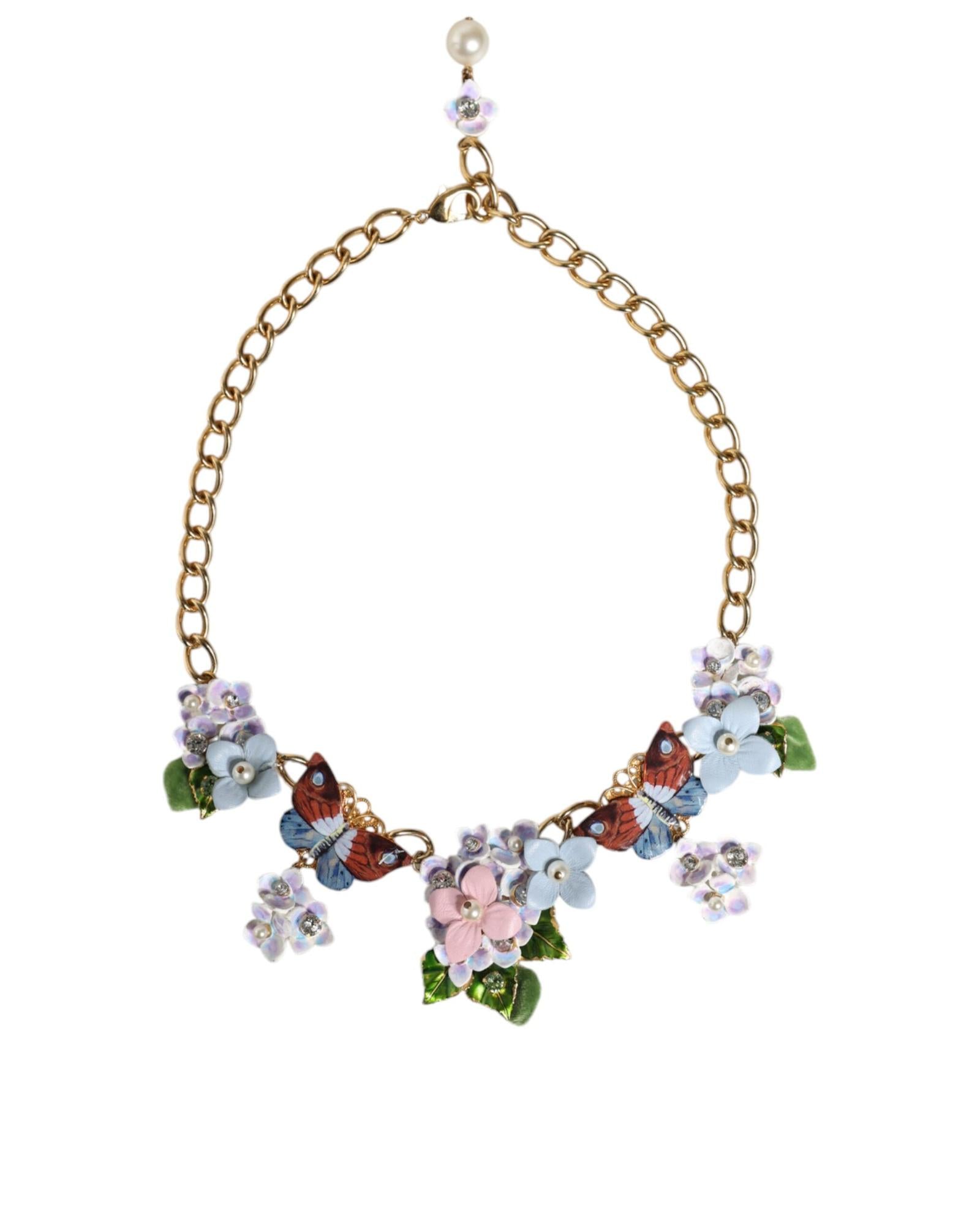 Dolce & Gabbana  Floral Butterfly Necklace Gold