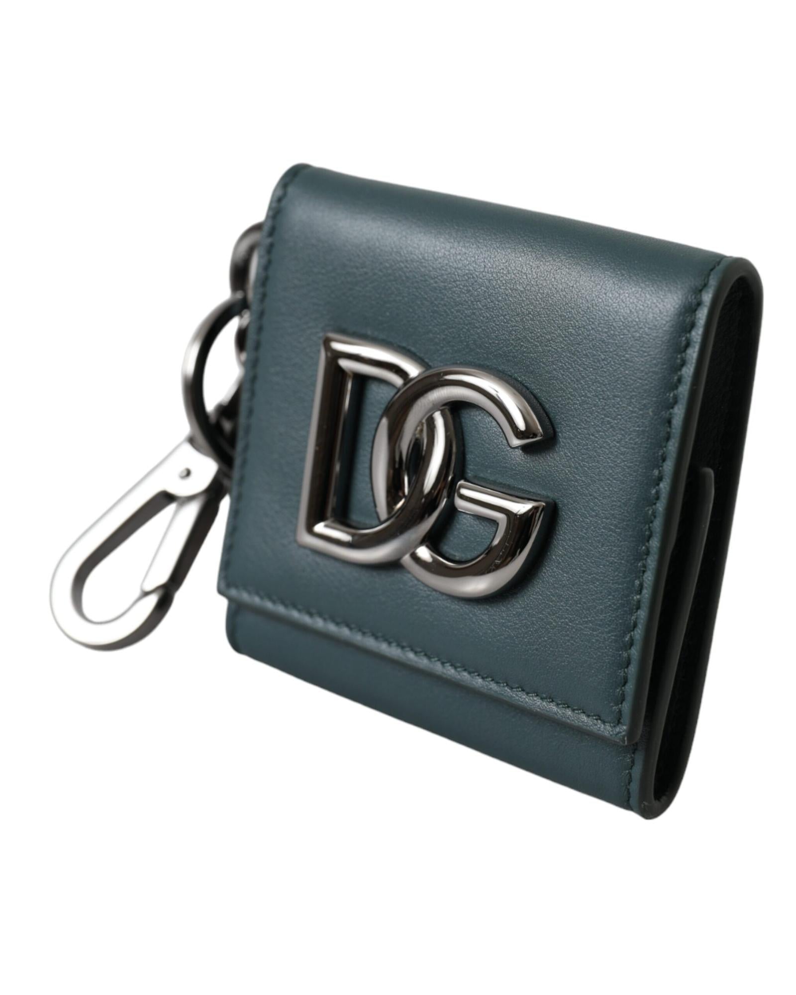 Dolce & Gabbana  Mini Keychain Wallet in Green Leather