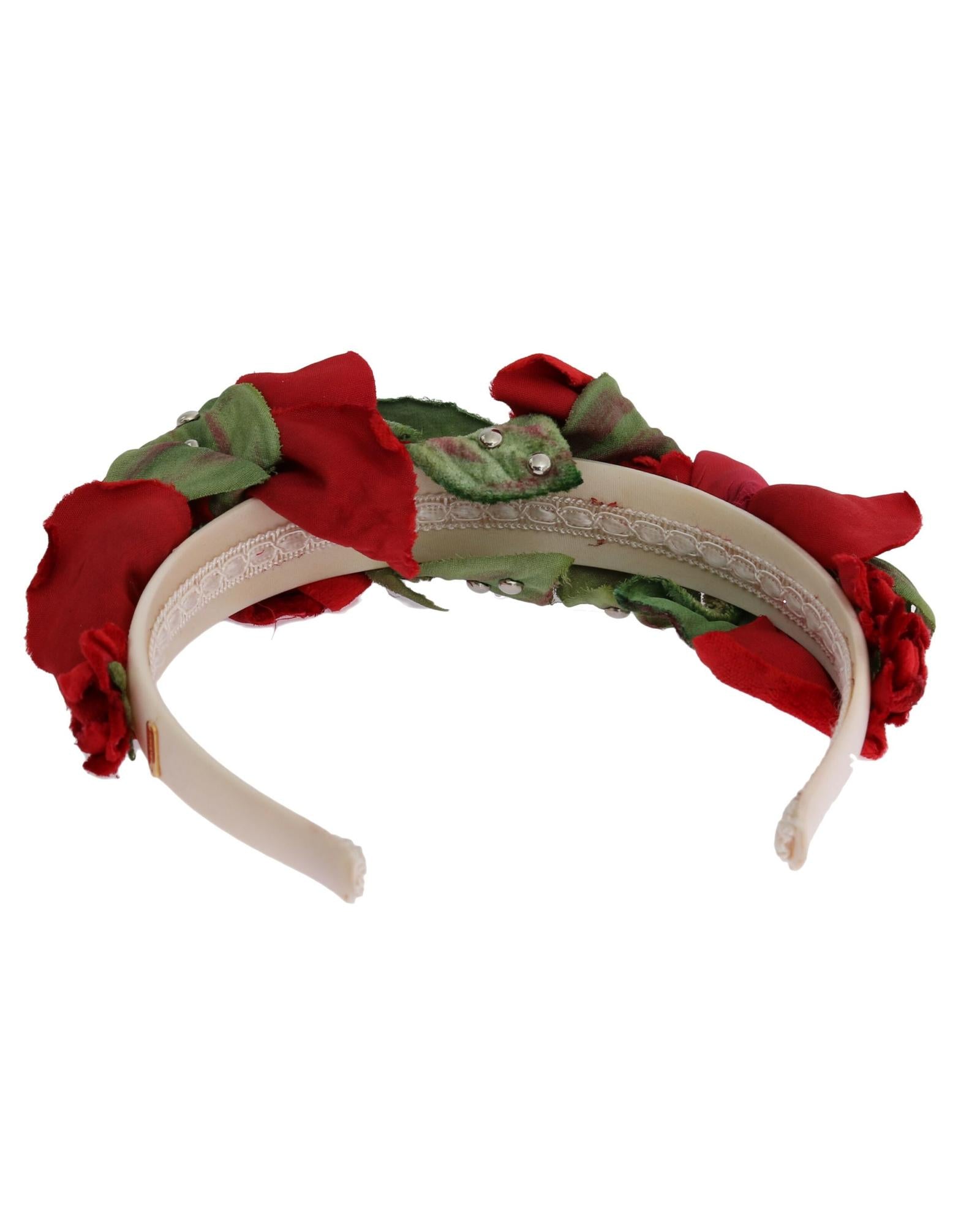 Dolce & Gabbana  Rose Headband - Red Silk and Velvet Floral Headband for Women