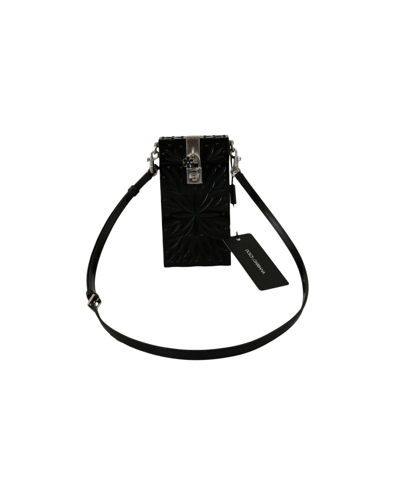 Dolce & Gabbana  Sicily Box Crossbody Bag in Black Patent Leather