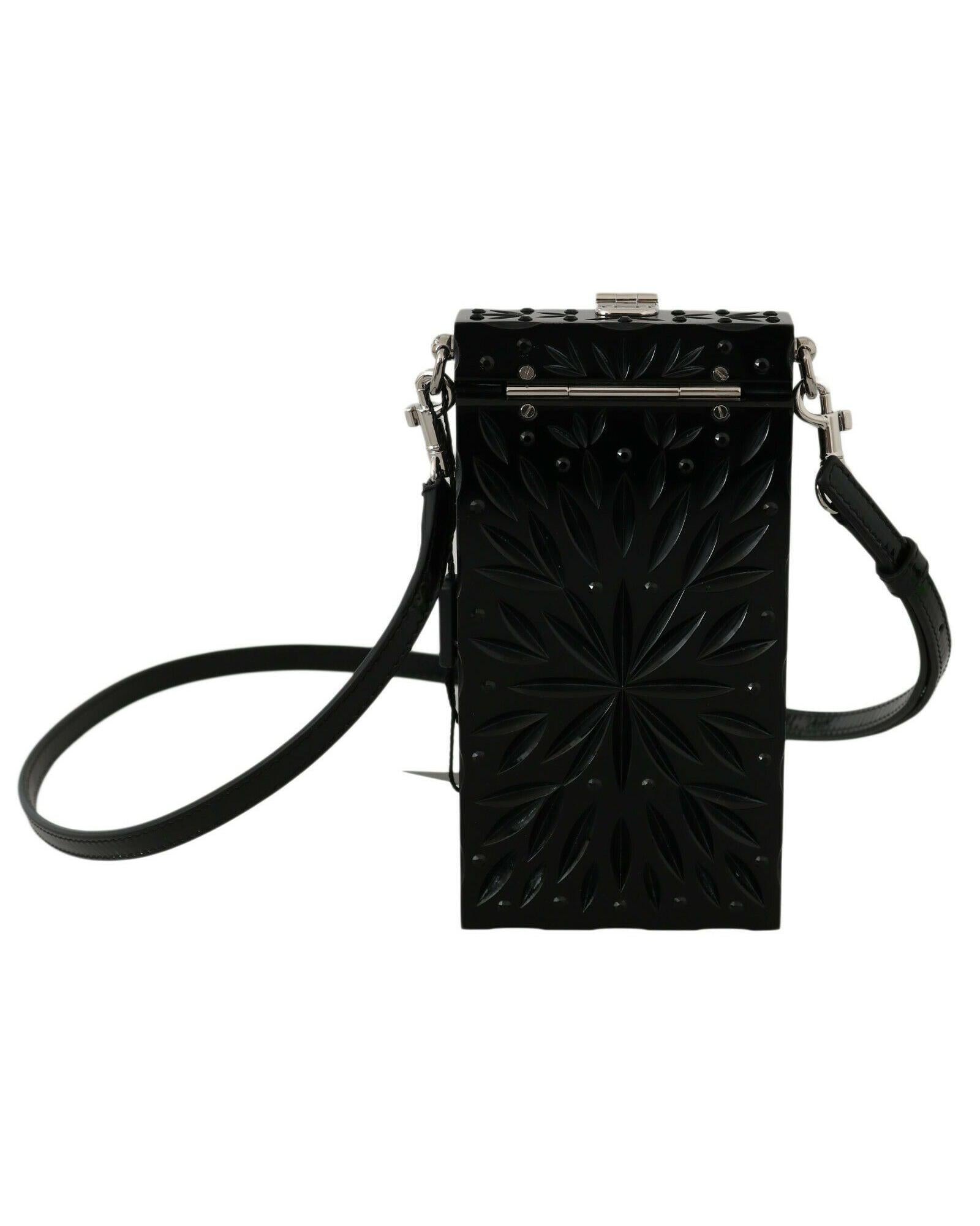 Dolce & Gabbana  Sicily Box Crossbody Bag in Black Patent Leather