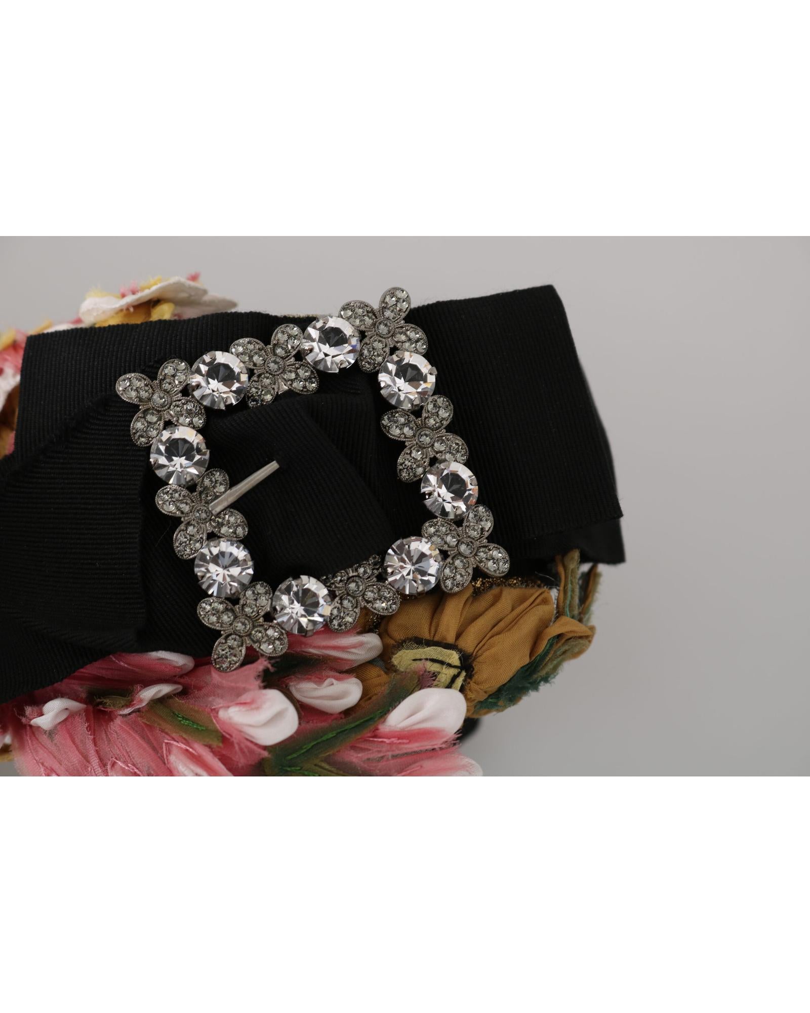 Dolce & Gabbana  Multicolor Floral Headband with Rhinestones and Crystals