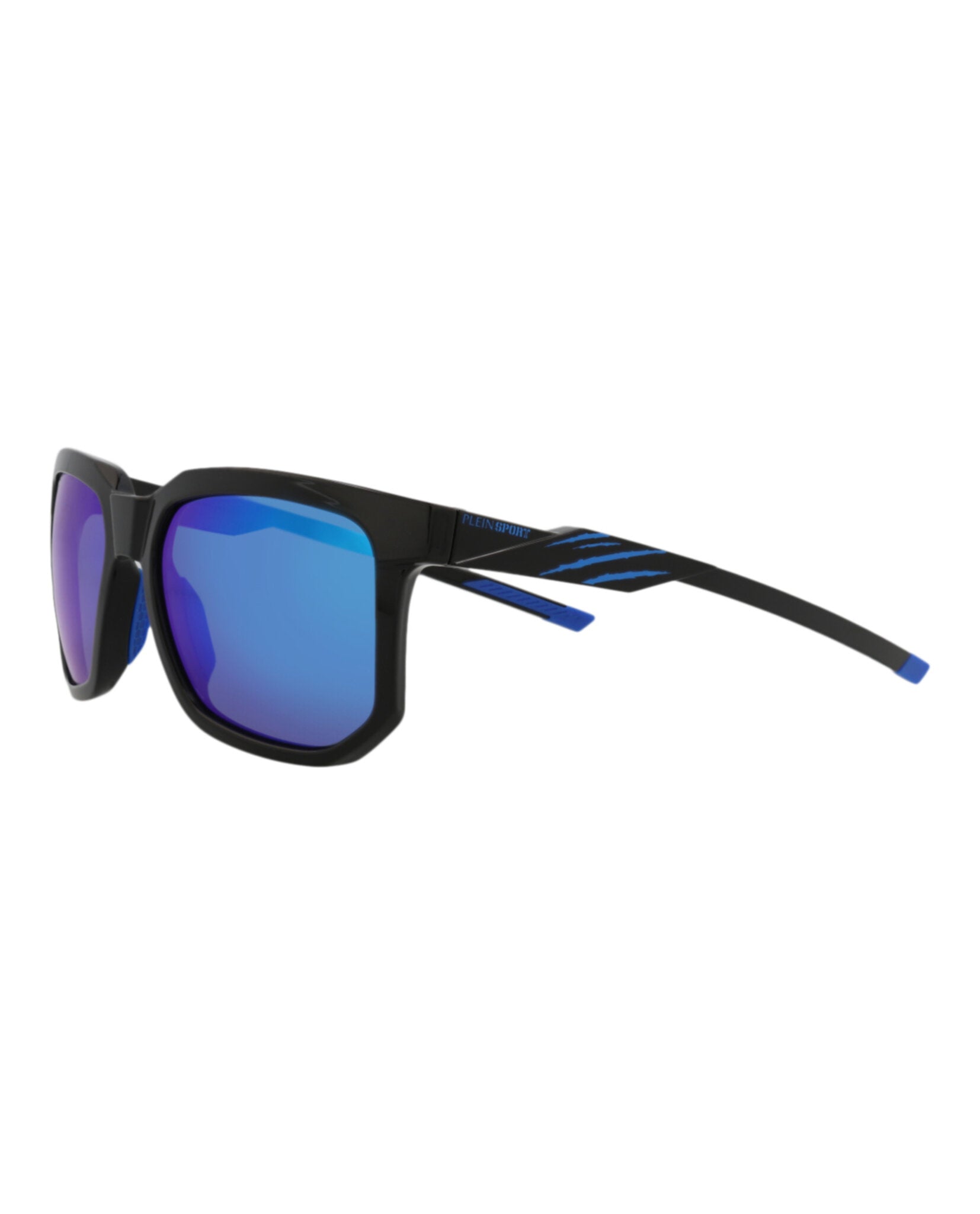 Philipp Plein Mens Square/Rectangle Black Black Blue Fashion Designer Eyewear