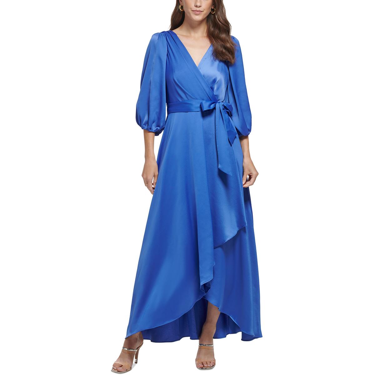 Womens Satin Long Wrap Dress