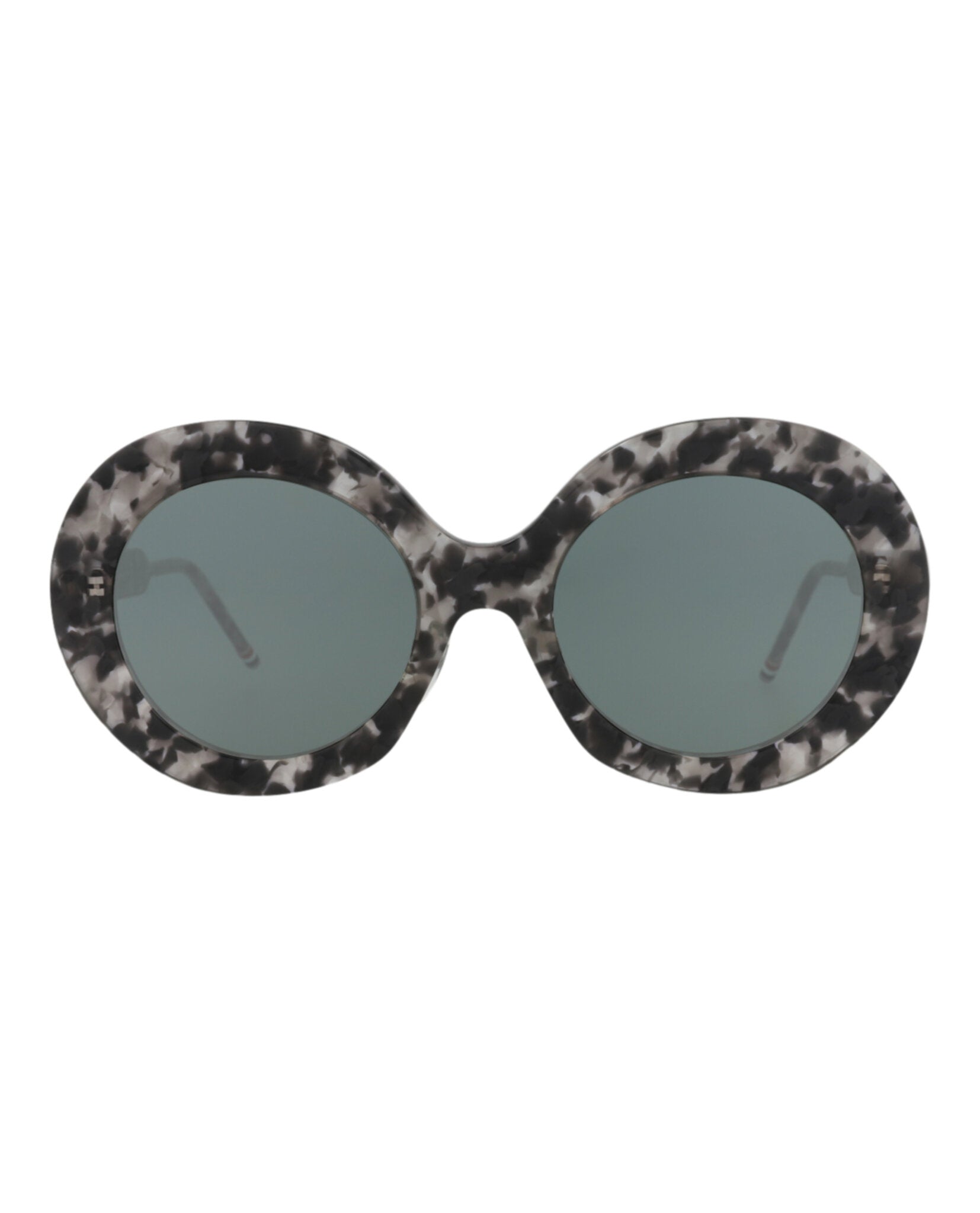 Thom Browne Womens Round/Oval Grey Tortoise Silver Fashion Designer Eyewear