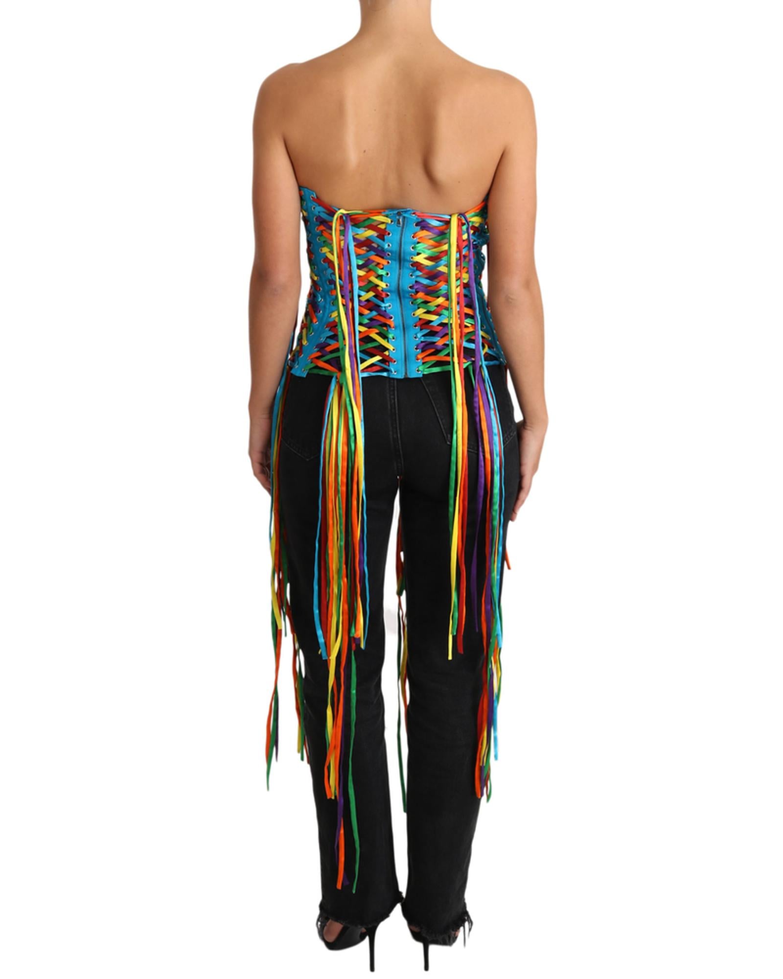 Dolce & Gabbana  Rainbow Lace-Up Corset Top