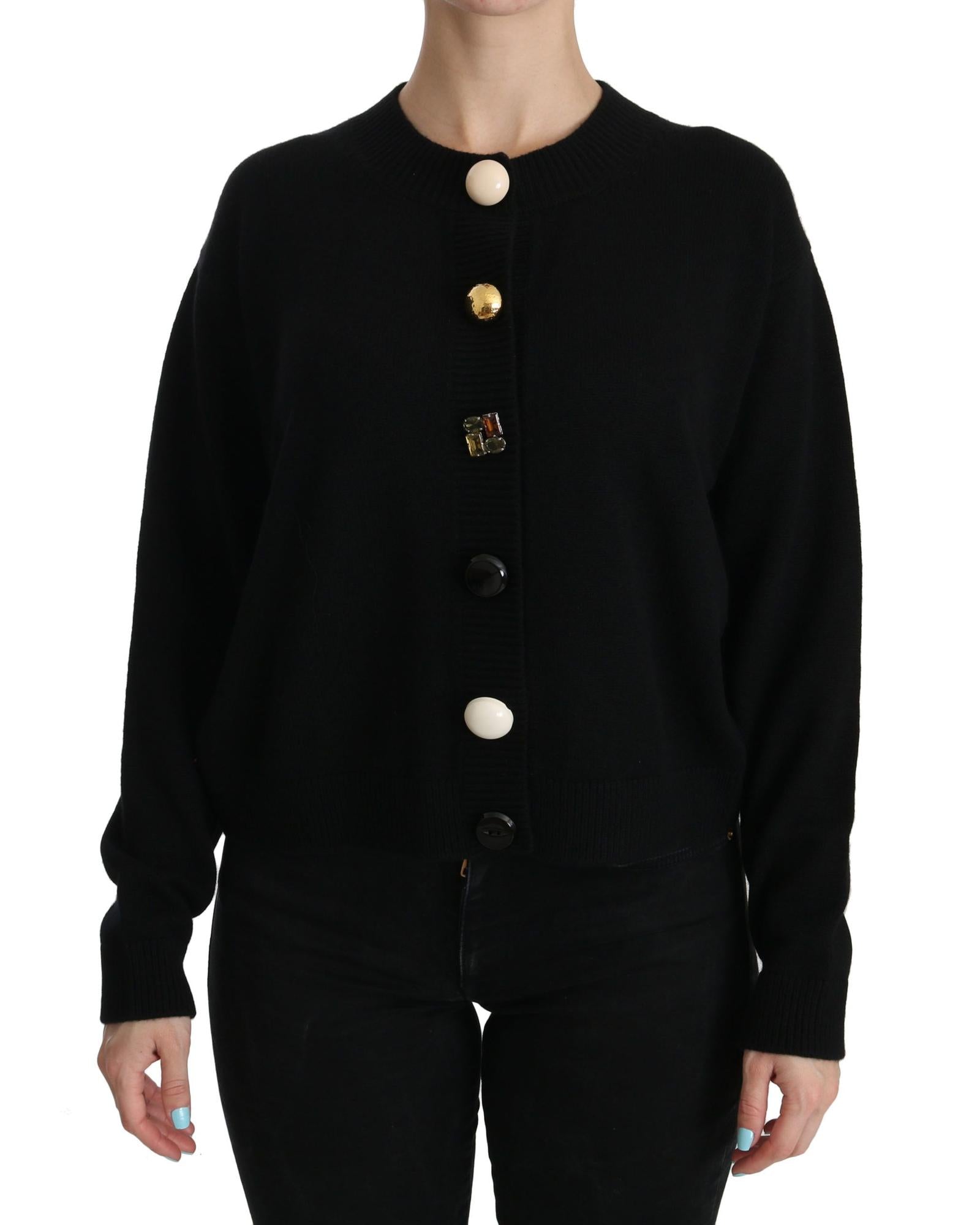 Dolce & Gabbana  Black Knit Cardigan with Embellished Buttons