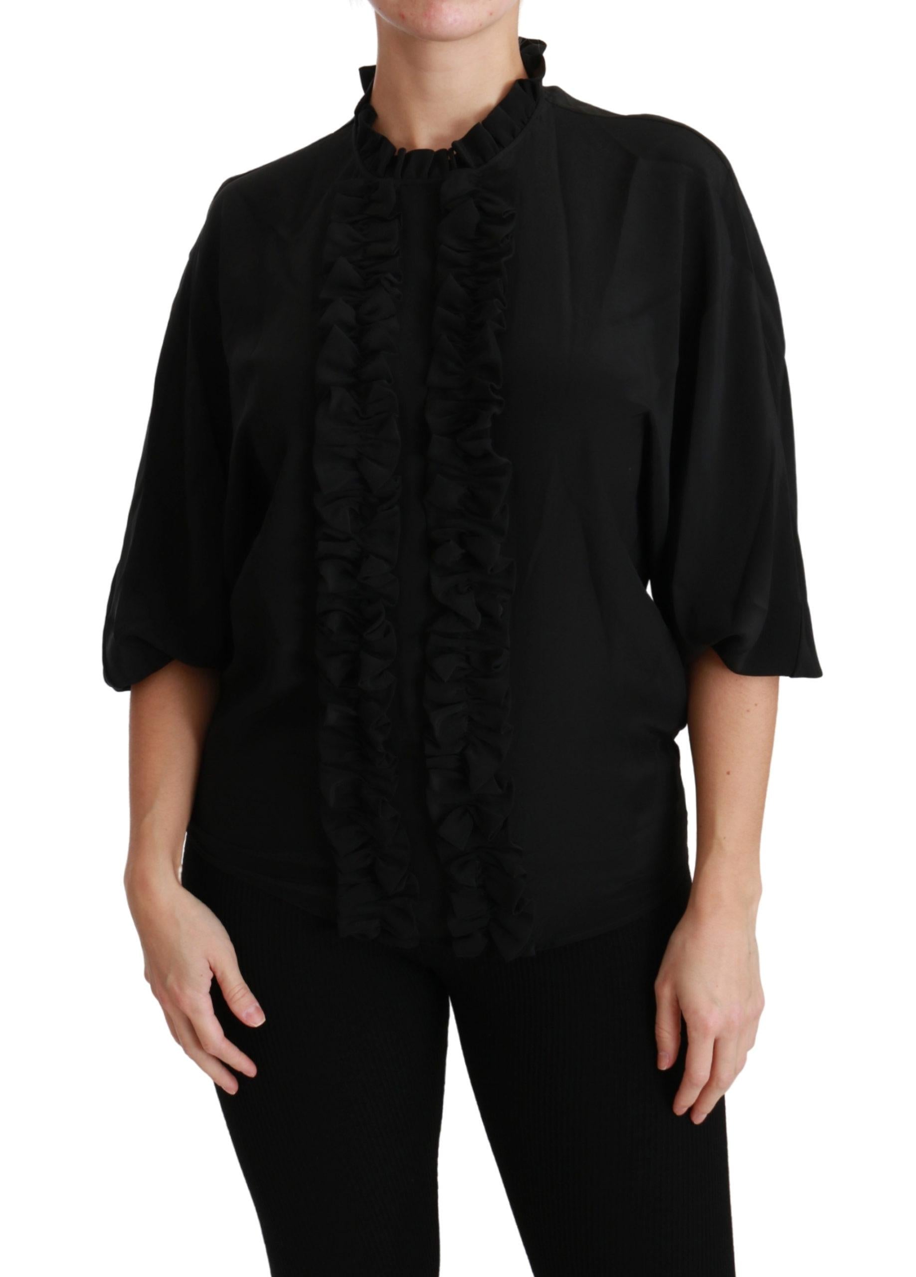 Dolce & Gabbana  Women's Ruffled Silk Blouse - Black