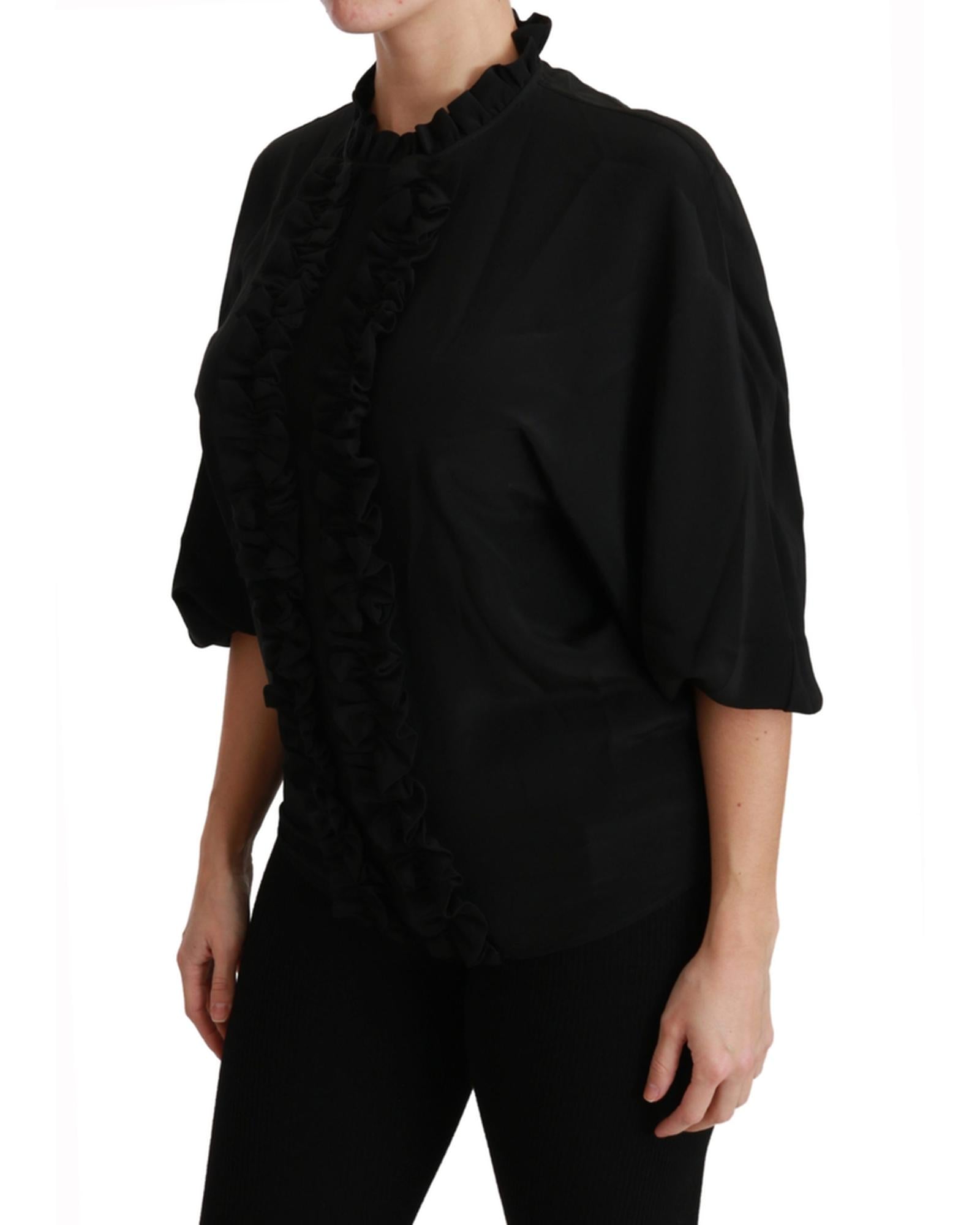 Dolce & Gabbana  Women's Ruffled Silk Blouse - Black