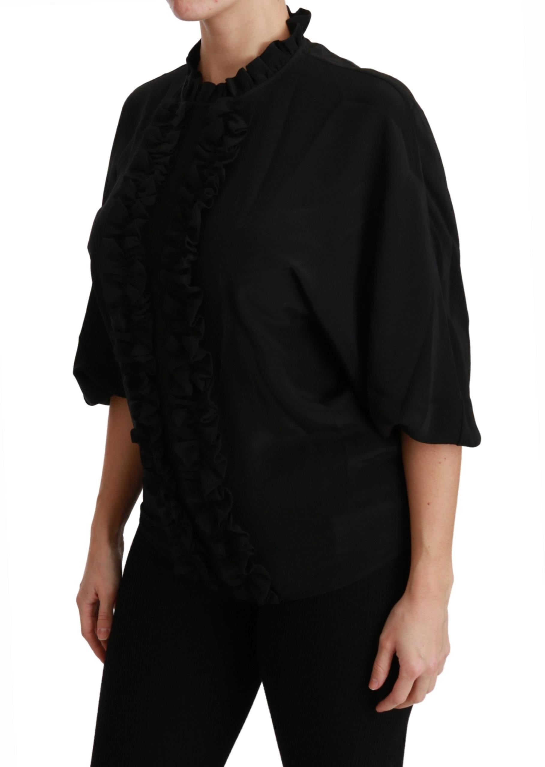 Dolce & Gabbana  Women's Ruffled Silk Blouse - Black