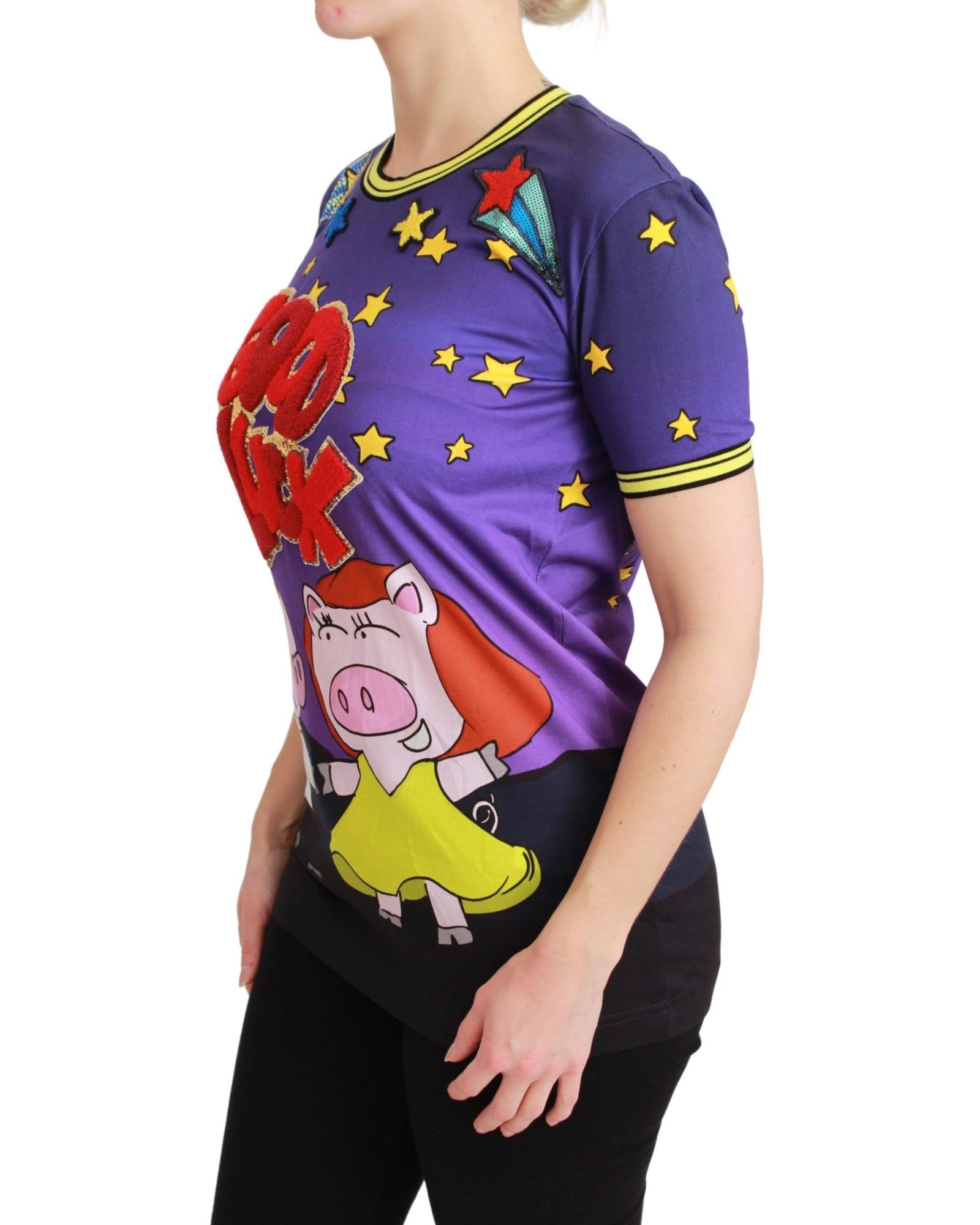 Dolce & Gabbana  Women's Good Luck Pig TShirt - Purple