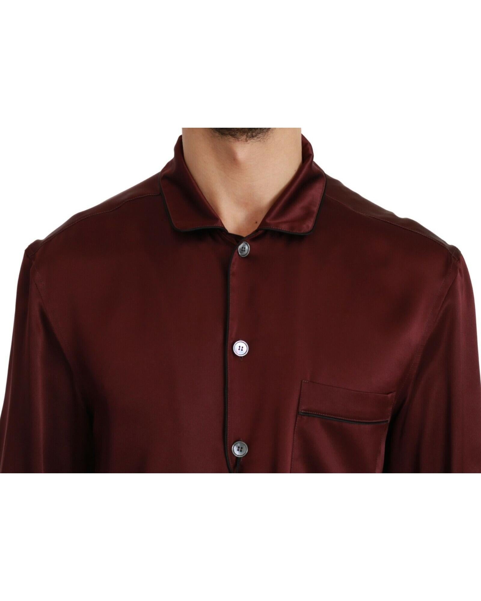 Dolce & Gabbana  Men's Burgundy Silk Classic Shirt