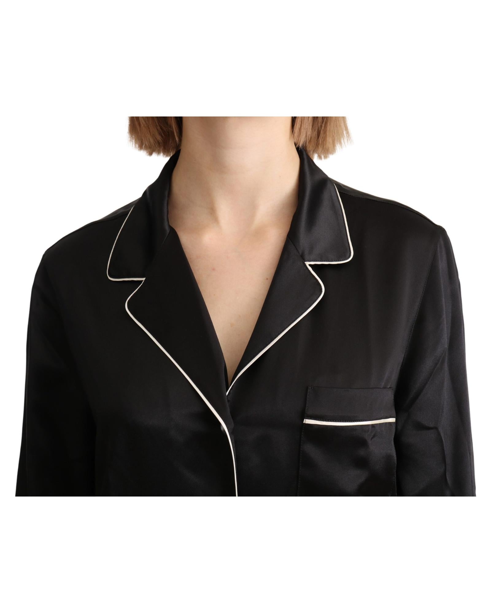 Dolce & Gabbana  Black Silk Pajama Shirt