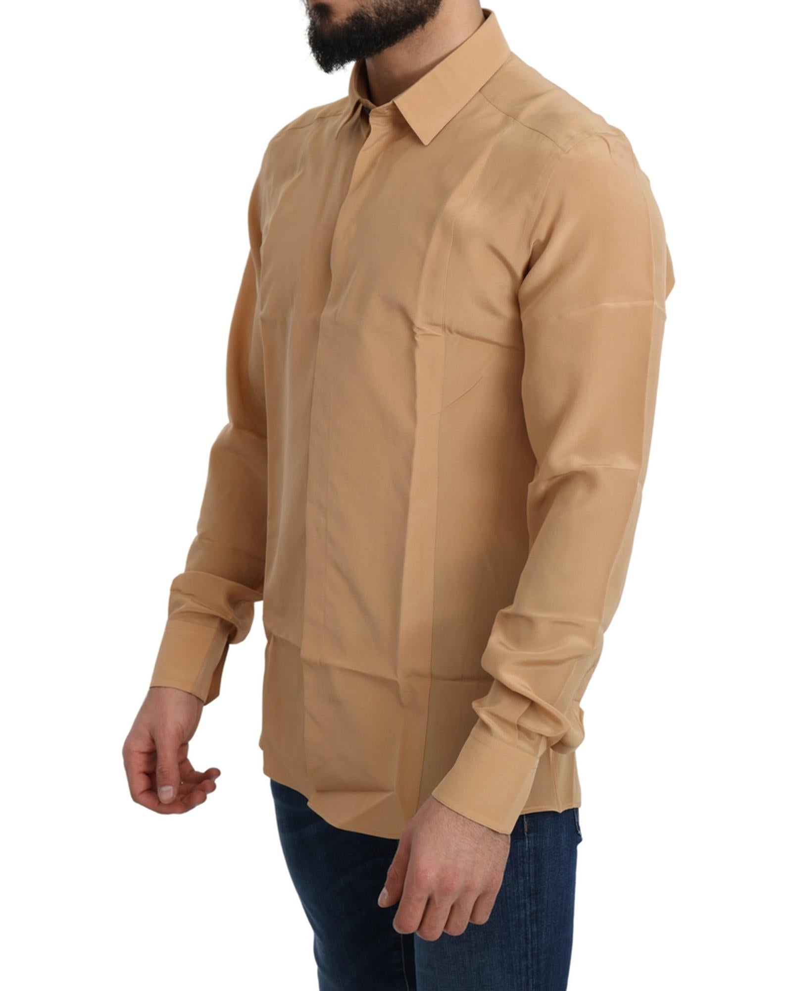 Dolce & Gabbana  Classic Fit Silk Shirt - Beige