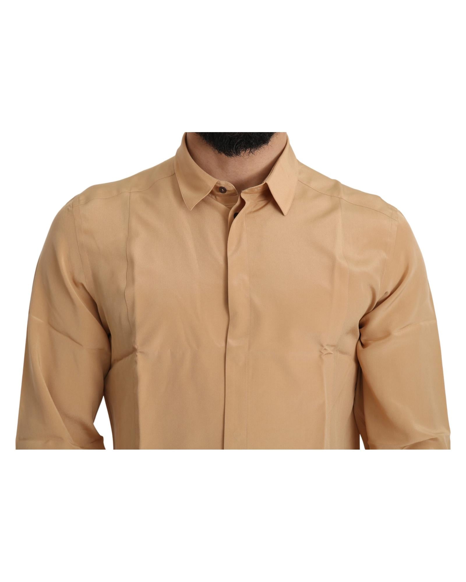 Dolce & Gabbana  Classic Fit Silk Shirt - Beige