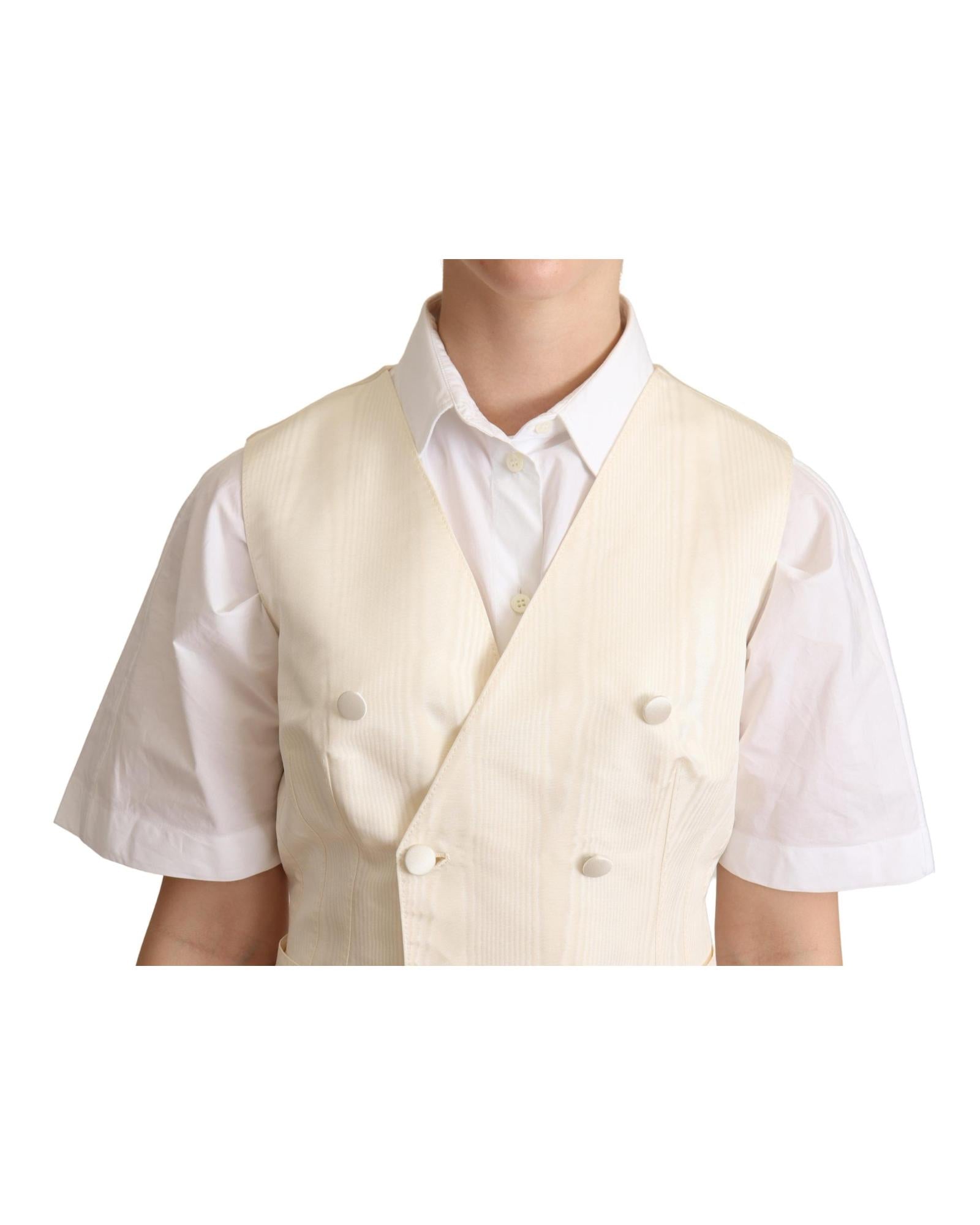 Dolce & Gabbana  Double Breasted Silk Vest - Ivory