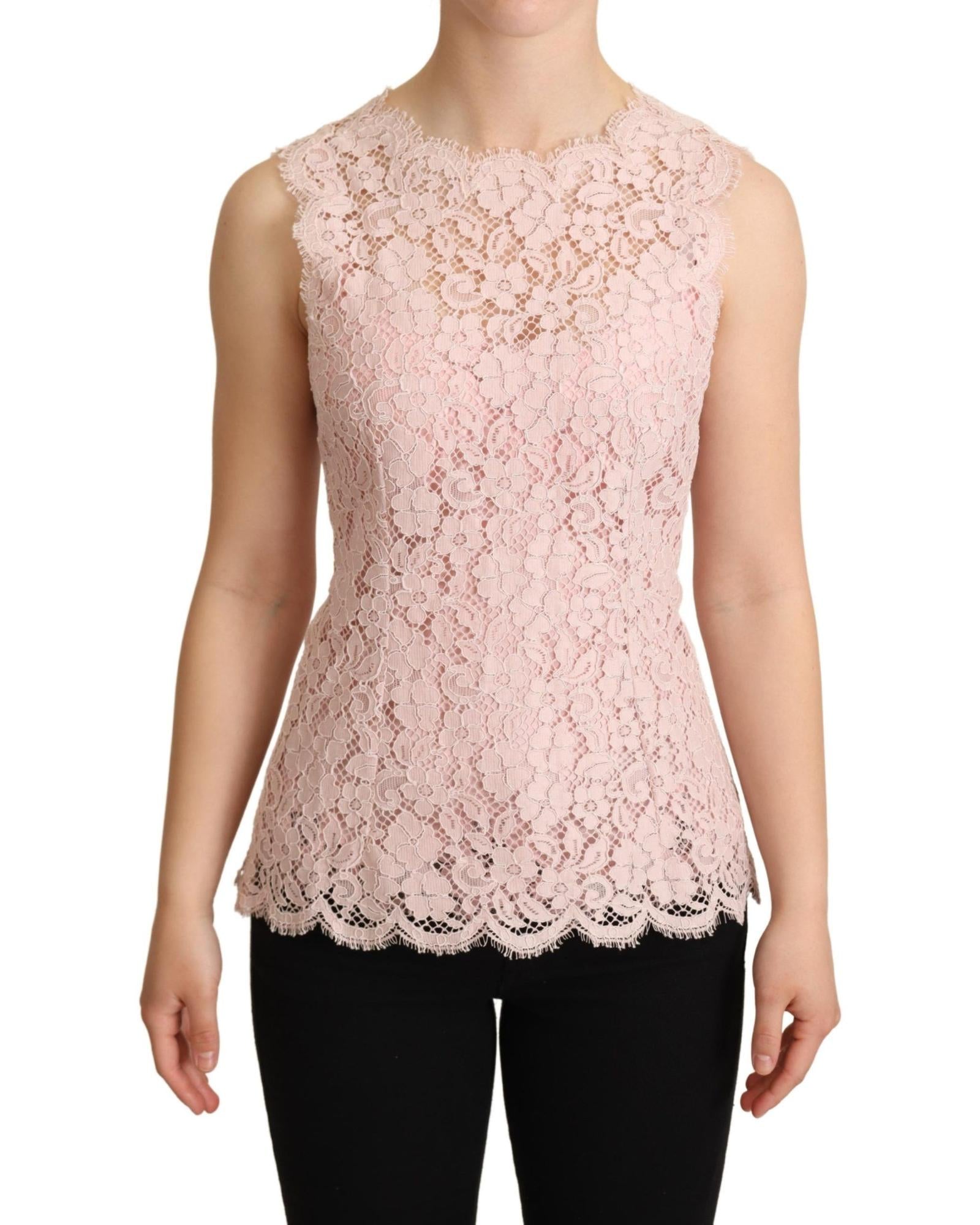 Dolce & Gabbana  Women's Sleeveless Lace Top  Pink    Lace Top by      Lace Top - Pink    Women's  Sleeveless Lace Top     Sleeveless Lace Top in Pink